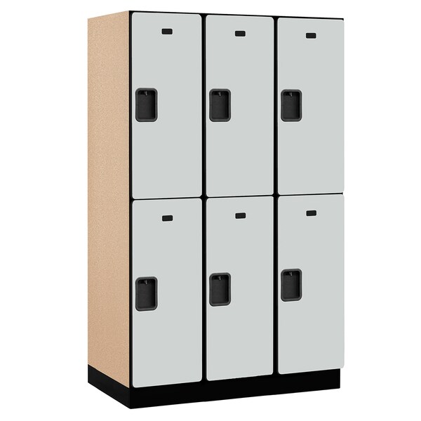 Wardrobe Locker, 45" W, 21" D, 76" H, (3) Wide, (6) Openings, Gray